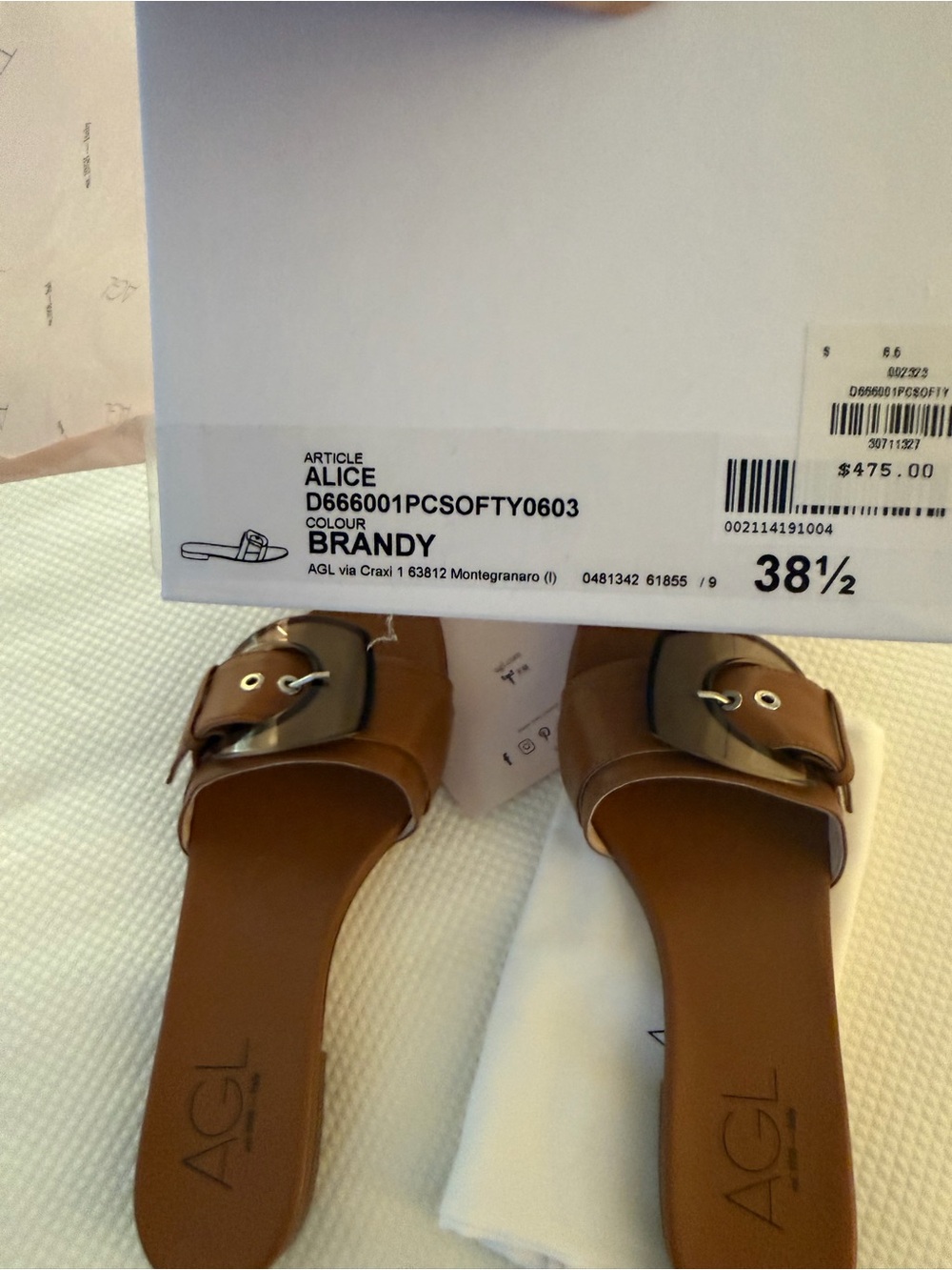 NWT AGL Leather Buckle Slide Sandals - Picture 2 of 4